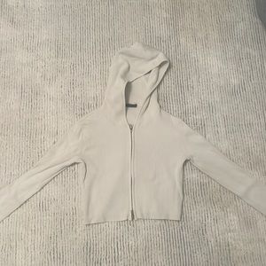 Brandy Melville Ribbed Cropped Zip Up